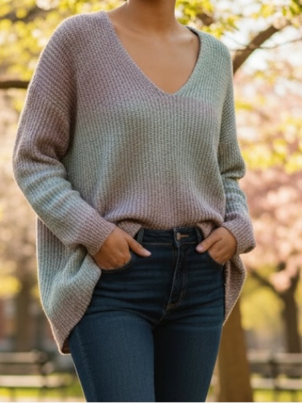 William Rast Pastel Gradient V-Neck Knit Sweater - Picture 1 of 2